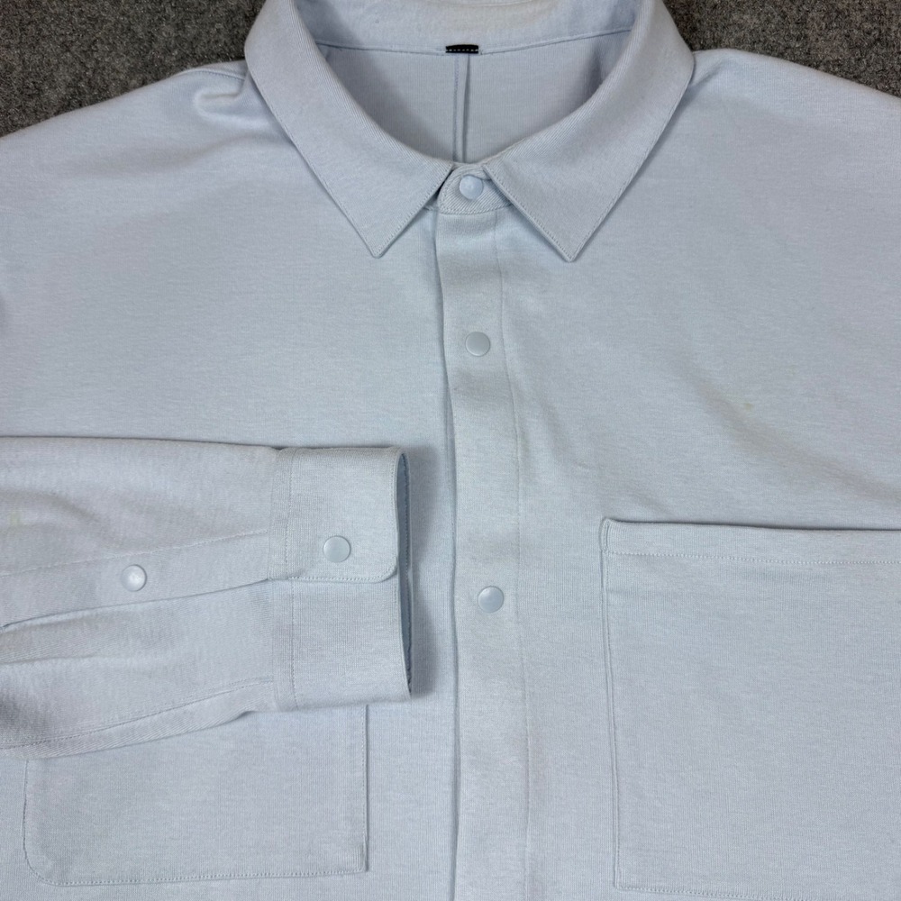 Lululemon Mens XXL Light Blue Snap Front Long Sleeve Utility Shirt M3CZMS